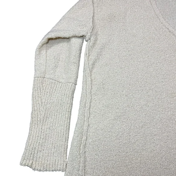 Caslon Boucle Knit Tunic Sweater Long Sleeves V-Neck Ivory Knit Pullover - Picture 13 of 16